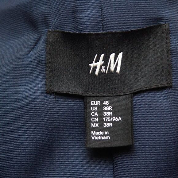 38R H&M Men's Blazer Sport Coat Jacket Grey Cotton C100862 - Picture 14 of 15